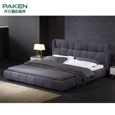 مبلمان اتاق خواب مبلمان ویلا مدرن و تخت سبک مختصر با رنگ خاکستری تیره را سفارشی کنید